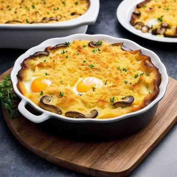 Запеканка картофельная с грибами яйцами и сыром